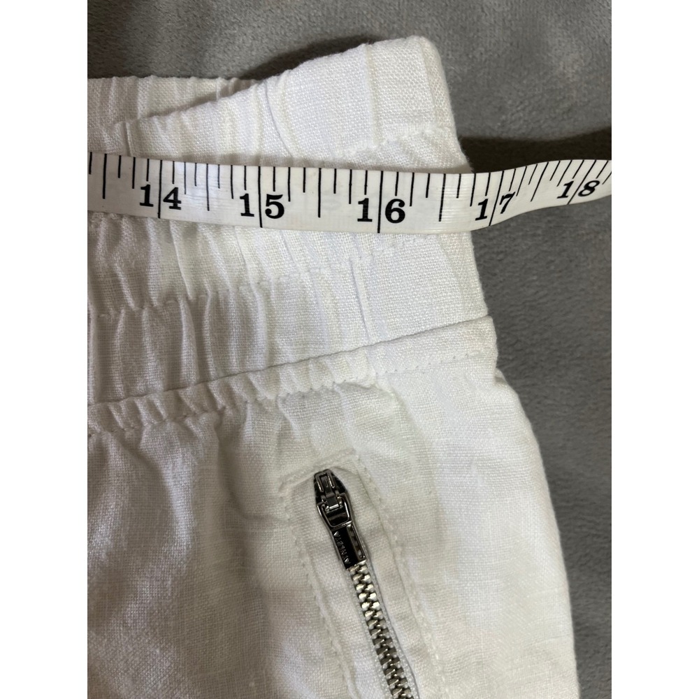 Athleta Cabo Linen Jogger White 100% Linen Smocked Pants Size 12 RN 54023 - Picture 5 of 7